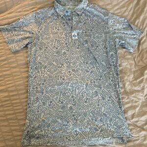 Blue Polo Shirt with Classic Collar and Short Sleeves